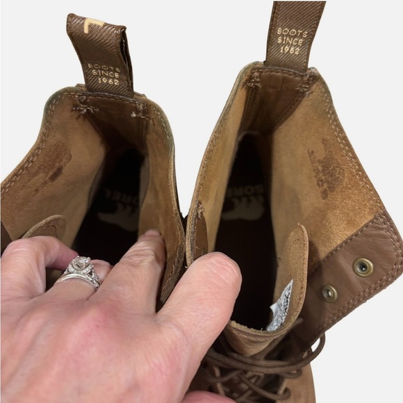 SOREL Hi-Line Platform Chunky Heel Lace up Ankle Boot 9 - Picture 8 of 9